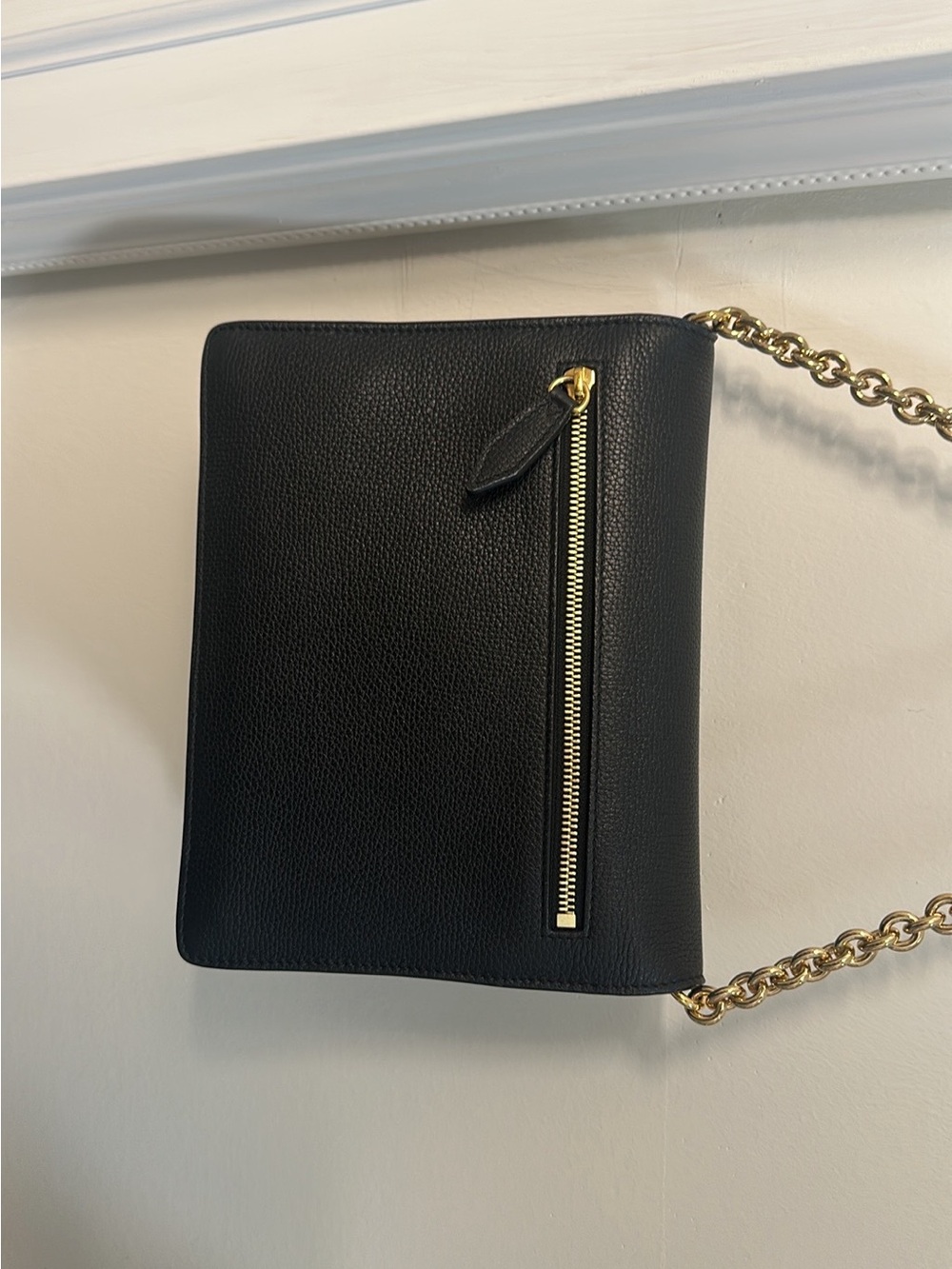 Burberry Black Leather & Beige Check Crossbody with Gold Hardware - Picture 3 of 11